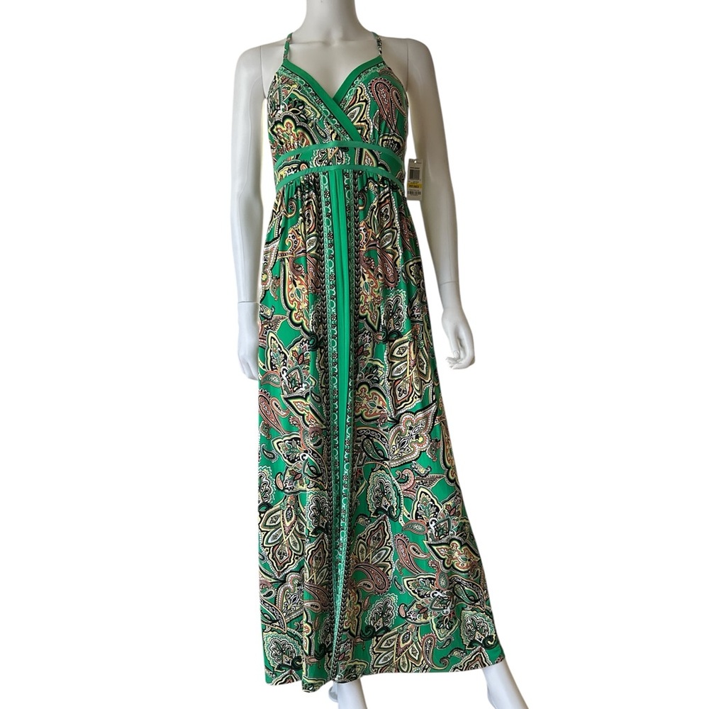 INC International Concepts Green Paisley Maxi Dress
